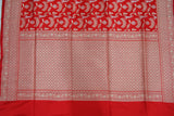 RED FANCY JAAL KATAAN SAREE