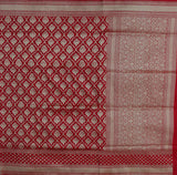 RED FLORAL JAAL KATAAN SAREE