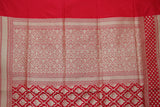 RED FLORAL JAAL KATAAN SAREE