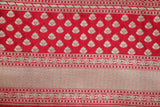 RED FLORAL JAAL KATAAN SAREE