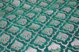 Bottle Green Floral Jaal Kataan Saree