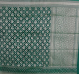 Bottle Green Floral Jaal Kataan Saree