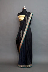 Handwoven Katan Silk Black Saree