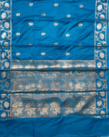Teal Blue Semi Silk Banarasi Saree