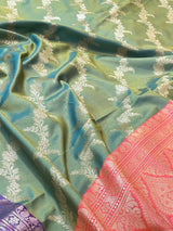 Light Green Semi Silk Banarasi Saree