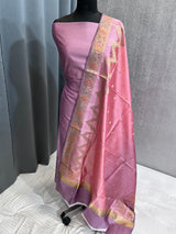 Banarasi Blush Pink Chiniya Silk Dress Material