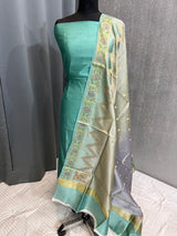 Banarasi Green Chiniya Silk Dress Material