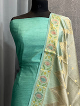 Banarasi Green Chiniya Silk Dress Material
