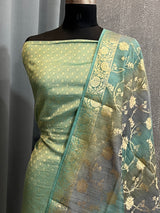 Banarasi Sea Green Chiniya Silk Dress Material