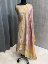 Banarasi Light Gold Khaddi Georgette Silk Dress Material