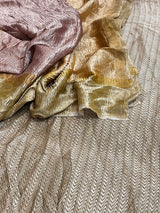 Banarasi Light Gold Khaddi Georgette Silk Dress Material