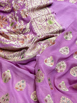Banarasi Orchid Khaddi Georgette Silk Dress Material
