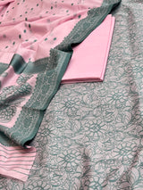Banarasi Baby Pink Cotton Dress Maerial