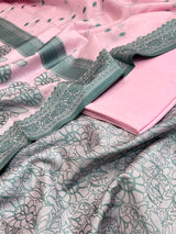 Banarasi Baby Pink Cotton Dress Maerial