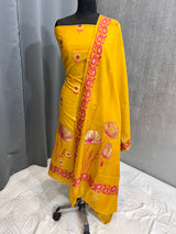 Banarasi Mustard Cotton Silk Dress Material