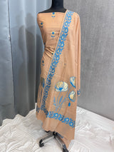 Banarasi Light Brown Cotton Dress Material