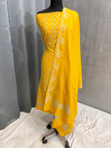 Banarasi Mustard Cotton Silk Dress Material