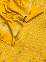 Banarasi Mustard Cotton Silk Dress Material