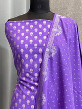 Banarasi Purple Cotton Dress Material