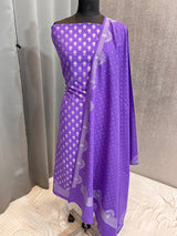 Banarasi Purple Cotton Dress Material