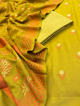 Banarasi Mustard Cotton Dress Material