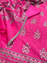Banarasi Rani Pink Cotton Silk Dress Material