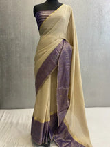 Pure Muga Silk banarasi saree in skirt border design