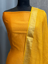 Banarasi Mustard Cotton Silk Dress Material