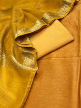 Banarasi Mustard Cotton Silk Dress Material