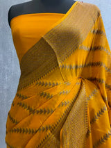 Pure Chiffon silk Banarasi Saree in antique zari