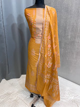 Banarasi Golden Beige Cotton Dress Material