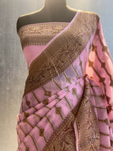 Pure Chiffon silk Banarasi Saree in antique zari