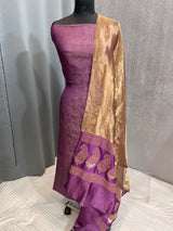 Banarasi Wine Chiniya Silk Dress Material