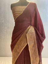 Pure Muga Silk Banarasi saree in skirt border design