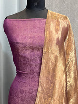 Banarasi Wine Chiniya Silk Dress Material