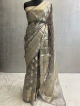 Kora Tissue Pure Silk Banarasi saree in silver zari work