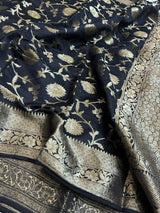 Black Chiniya Silk Banarasi Saree