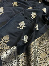 Black Chiniya Silk Banarasi Saree