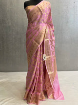 Pink Pure katan Silk Meena Jaal Banarasi Saree