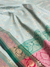 Light Green Semi Silk Banarasi Saree