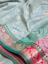 Light Green Semi Silk Banarasi Saree