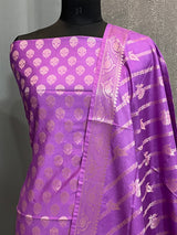 Banarasi Purple Semi Silk Dress Material