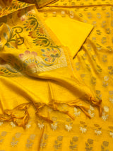 Banarasi Mustard Semi Silk Dress Material