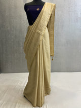Cream Pure muga banarasi saree