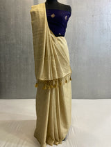 Cream Pure muga banarasi saree