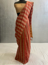 Peach Pure muga banarasi saree