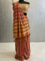 Peach Pure muga banarasi saree