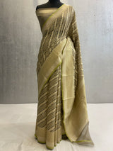 Brown handwoven cotton silk saree