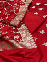 Banarasi Red Mashru Silk Dress Material