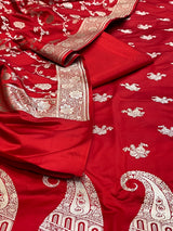 Banarasi Red Mashru Silk Dress Material